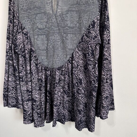 Anthropologie Akemi Kin Top M Marcella Lace Up Scoop Neck Boho Bell Sleeve - Picture 10 of 13